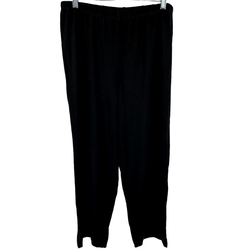 bryn WALKER Wide Leg Pants Made in USA Ankle Elastic Waist Stretch Black XLarge